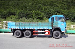 Dongfeng ခြောက်ဘီးယက် 340hp Export Truck – တာပေါ်လင် Canopy Pole ပါသော 6*6 ကုန်တင်ထရပ် – Dongfeng လမ်းကြမ်းထရပ်ကား တင်ပို့သူများနှင့် ထုတ်လုပ်သူများ