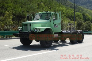 Dongfeng EQ2100E6DJ long head diesel chassis – 6*6 Dongfeng off-road truck chassis for export – export type six wheel drive tip off-road chassis conversion