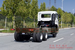 Dongfeng three axle truck 25 tons chassis – 280 hp export heavy duty truck chassis – 7 meters rear eight wheel truck chassis conversion manufacturers