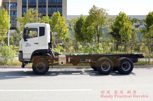 Dongfeng three axle truck 25 tons chassis – 280 hp export heavy duty truck chassis – 7 meters rear eight wheel truck chassis conversion manufacturers