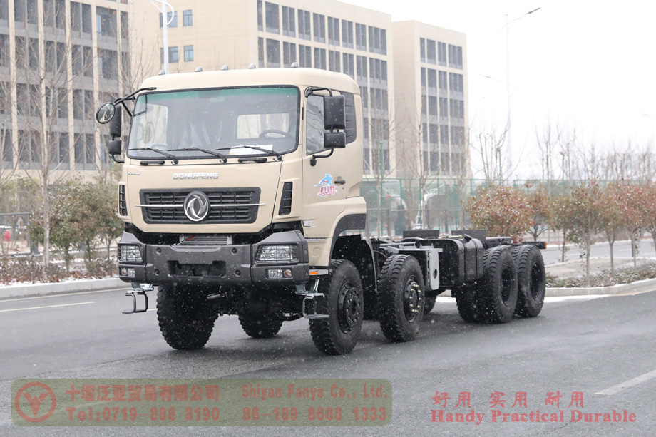 Dongfeng 8*8 flatbed truck chassis–Dongfeng Hercules 9 meters flatbed truck chassis–30 tons of special truck chassis conversion