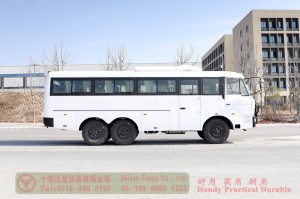 Dongfeng 8m bus with bumper bar–Dongfeng 6*6 bus–190hp city commuter bus–Dongfeng bus 30 ນັ່ງ