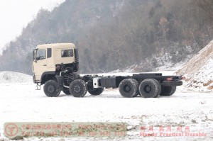 Dongfeng 8*8 flatbed truck chassis–Dongfeng Hercules 9 meters flatbed truck chassis–30 tons of special truck chassis conversion