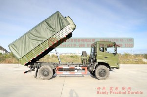 Dongfeng 4 သည် Off-Road Flat Head Dump Truck မောင်းနှင်သည်။